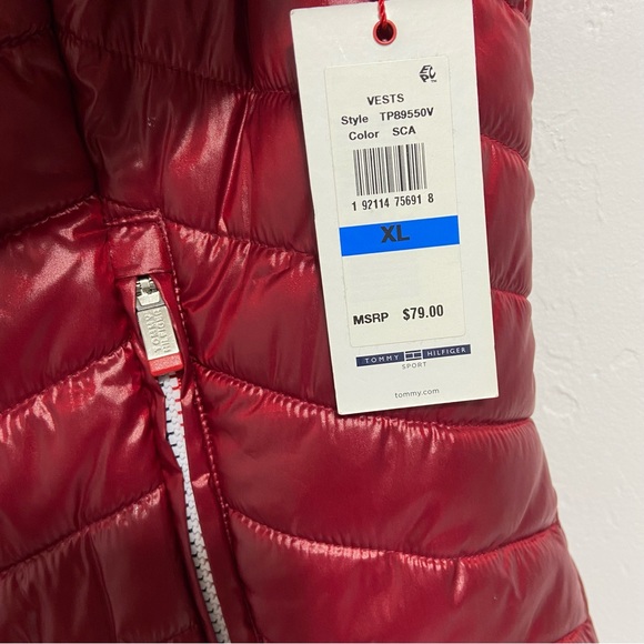 Tommy Hilfiger Sport Women's XL Red Puffer Vest NWT - Picture 3 of 8